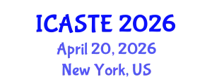 International Conference on Agricultural Science, Technology and Engineering (ICASTE) April 20, 2026 - New York, United States