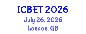 International Conference on Bioscience Engineering and Technology (ICBET) July 26, 2026 - London, United Kingdom