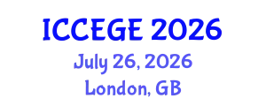 International Conference on Civil, Environmental and Geological Engineering (ICCEGE) July 26, 2026 - London, United Kingdom