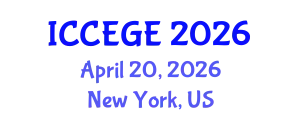 International Conference on Civil, Environmental and Geological Engineering (ICCEGE) April 20, 2026 - New York, United States
