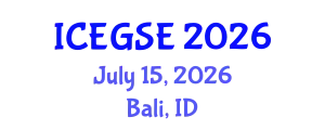 International Conference on Earthquake, Geological and Structural Engineering (ICEGSE) July 15, 2026 - Bali, Indonesia