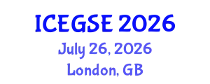 International Conference on Earthquake, Geological and Structural Engineering (ICEGSE) July 26, 2026 - London, United Kingdom