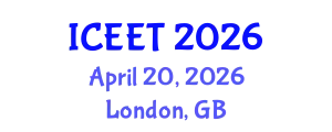 International Conference on Civil, Environmental Engineering and Technology (ICEET) April 20, 2026 - London, United Kingdom