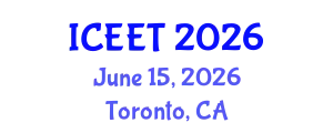 International Conference on Civil, Environmental Engineering and Technology (ICEET) June 15, 2026 - Toronto, Canada