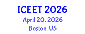 International Conference on Civil, Environmental Engineering and Technology (ICEET) April 20, 2026 - Boston, United States