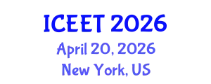 International Conference on Civil, Environmental Engineering and Technology (ICEET) April 20, 2026 - New York, United States