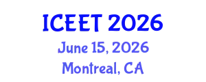International Conference on Civil, Environmental Engineering and Technology (ICEET) June 15, 2026 - Montreal, Canada