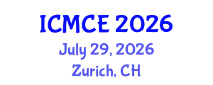 International Conference on Mechanical and Control Engineering (ICMCE) July 29, 2026 - Zurich, Switzerland