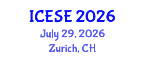 International Conference on Energy Science and Engineering (ICESE) July 29, 2026 - Zurich, Switzerland