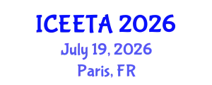 International Conference on Electrical Engineering: Theory and Application (ICEETA) July 19, 2026 - Paris, France