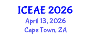 International Conference on Environmental and Agricultural Engineering (ICEAE) April 13, 2026 - Cape Town, South Africa