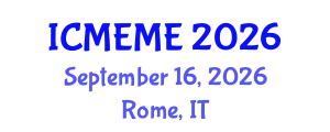 International Conference on Mechatronics, Electrical and Mechanical Engineering (ICMEME) September 16, 2026 - Rome, Italy