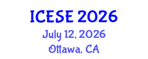International Conference on Environmental Science and Engineering (ICESE) July 12, 2026 - Ottawa, Canada