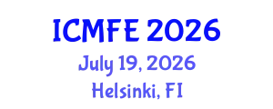 International Conference on Mechanics and Fluid Engineering (ICMFE) July 19, 2026 - Helsinki, Finland
