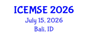 International Conference on Energy, Materials Science and Engineering (ICEMSE) July 15, 2026 - Bali, Indonesia