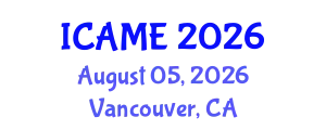 International Conference on Aerospace and Mechanical Engineering (ICAME) August 05, 2026 - Vancouver, Canada