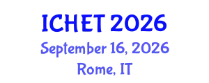 International Conference on Hydrogen Energy and Technologies (ICHET) September 16, 2026 - Rome, Italy