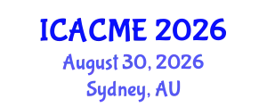 International Conference on Advanced Composites and Materials Engineering (ICACME) August 30, 2026 - Sydney, Australia