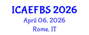 International Conference on Agricultural Engineering, Food and Beverage Systems (ICAEFBS) April 06, 2026 - Rome, Italy