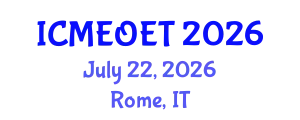 International Conference on Music Education and Online Education Technologies (ICMEOET) July 22, 2026 - Rome, Italy