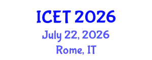 International Conference on Education and Technology (ICET) July 22, 2026 - Rome, Italy