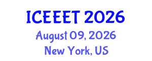 International Conference on Ecological Engineering and Environmental Technology (ICEEET) August 09, 2026 - New York, United States