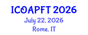 International Conference on Organic Agriculture and Poultry Farming Technologies (ICOAPFT) July 22, 2026 - Rome, Italy