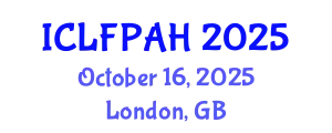 International Conference on Livestock Farming, Poultry and Animal Husbandry (ICLFPAH) October 16, 2025 - London, United Kingdom