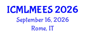 International Conference on Machine Learning Methods in Ecological and Environmental Sciences (ICMLMEES) September 16, 2026 - Rome, Italy