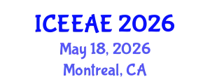 International Conference on Electrochemical Engineering and Applied Electrochemistry (ICEEAE) May 18, 2026 - Montreal, Canada