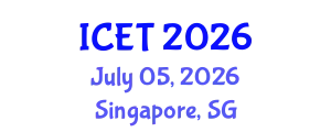 International Conference on Electrochemistry and Technology (ICET) July 05, 2026 - Singapore, Singapore