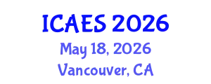 International Conference on Applied Energy Systems (ICAES) May 18, 2026 - Vancouver, Canada