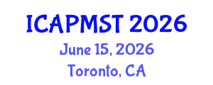 International Conference on Air Pollution Management System and Technology (ICAPMST) June 15, 2026 - Toronto, Canada