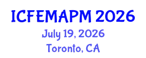 International Conference on Finance, Empirical Methods and Asset Pricing Models (ICFEMAPM) July 19, 2026 - Toronto, Canada