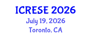 International Conference on Renewable Energy and Sustainable Environment (ICRESE) July 19, 2026 - Toronto, Canada