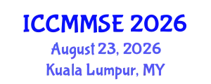 International Conference on Chemical Metallurgy, Metal Solutions and Electrochemistry (ICCMMSE) August 23, 2026 - Kuala Lumpur, Malaysia