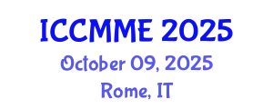 International Conference on Chemistry, Metallurgy and Materials Engineering (ICCMME) October 09, 2025 - Rome, Italy