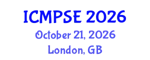 International Conference on Mathematical, Physical Sciences and Engineering (ICMPSE) October 21, 2026 - London, United Kingdom