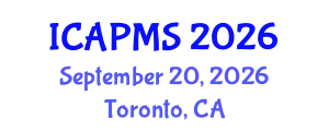 International Conference on Applied Physics and Materials Science (ICAPMS) September 20, 2026 - Toronto, Canada