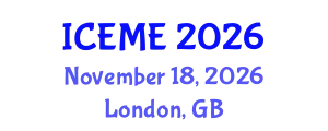 International Conference on Electrical and Mechatronics Engineering (ICEME) November 18, 2026 - London, United Kingdom