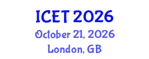 International Conference on Educational Technology (ICET) October 21, 2026 - London, United Kingdom
