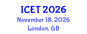 International Conference on Educational Technology (ICET) November 18, 2026 - London, United Kingdom