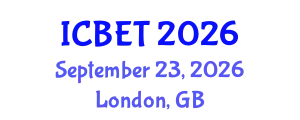 International Conference on Biomedical Engineering and Technology (ICBET) September 23, 2026 - London, United Kingdom