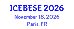 International Conference on Environmental, Biological, Ecological Sciences and Engineering (ICEBESE) November 18, 2026 - Paris, France