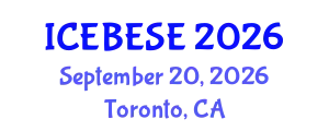 International Conference on Environmental, Biological, Ecological Sciences and Engineering (ICEBESE) September 20, 2026 - Toronto, Canada