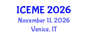 International Conference on Environmental Management and Engineering (ICEME) November 11, 2026 - Venice, Italy