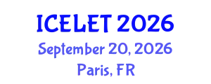International Conference on e-Learning and e-Teaching (ICELET) September 20, 2026 - Paris, France