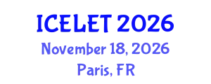 International Conference on e-Learning and e-Teaching (ICELET) November 18, 2026 - Paris, France