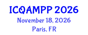International Conference on Quantum, Atomic, Molecular and Plasma Physics (ICQAMPP) November 18, 2026 - Paris, France