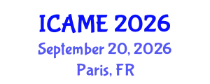 International Conference on Automotive and Mechanical Engineering (ICAME) September 20, 2026 - Paris, France